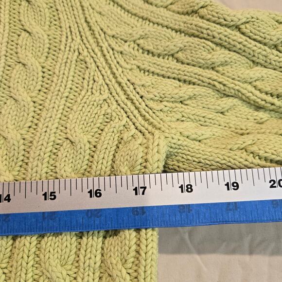VTG Ann Taylor Lime Green Cable Knit Turtleneck Sweater Size L - Picture 4 of 9